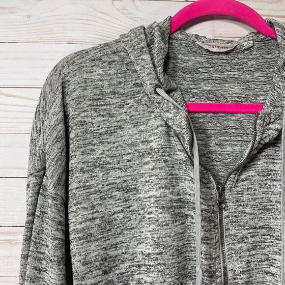 Athleta Womens  Heather Grey Batwing & Robin Thumbhole Full Zip Basic Jacket - Picture 3 of 16